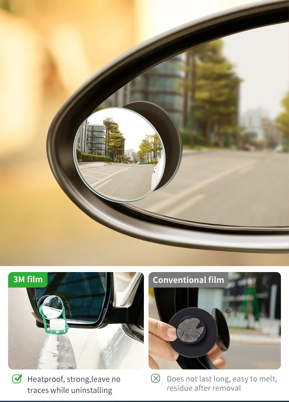 Baseus 2Pcs Car Mirror HD Convex Mirror Blind Spot Auto Rearview Mirror 360 Degree Wide Angle Vehicle Parking Rimless Mirrors