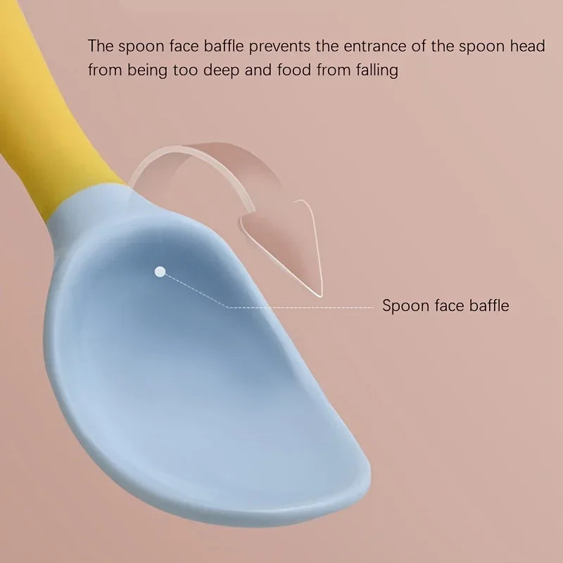 Baby Fork and Spoon Set Bendable Toddler Utensils Soft Silicone Handle Training Tableware Self Feeding Tools for Infants Kids BP