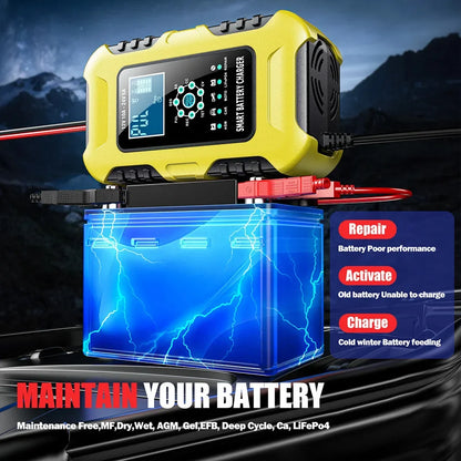 Car Battery Chargers 12V/10A 24V/5A Full Automatic AGM Wet Smart Battery Chargers Maintainer Portable Battery Chargers