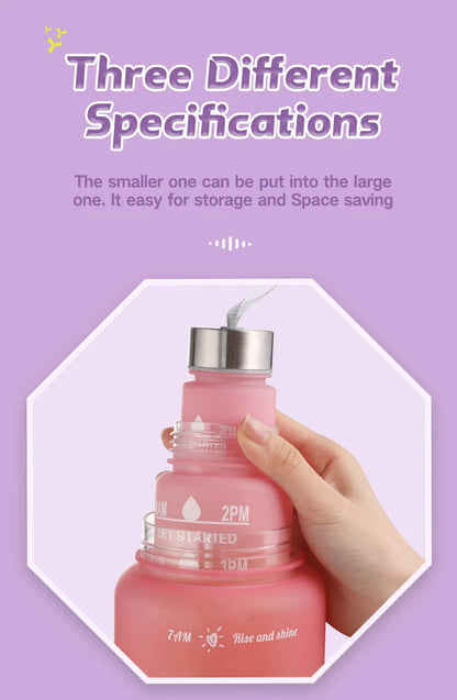 Water Bottle Motivational Drinking Bottle Sports Water Bottle with Time Marker Portable Reusable Plastic Cups Outdoor Travel Gym