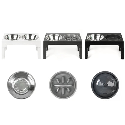 Elevated Dog Feeder with Adjustable Raised Stand, Slow Food Bowl, Water Feeders for Large and Medium Dogs