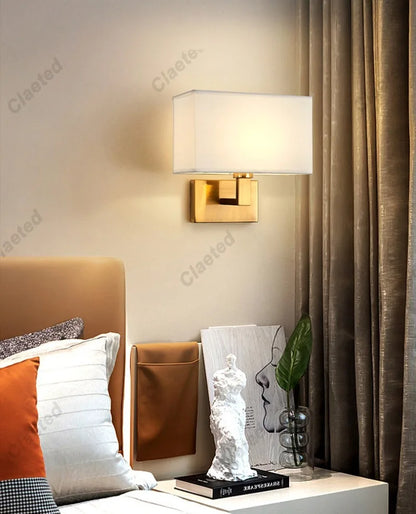 LED Fabric Lampshade E27 Decorative Wall Lamp Indoor Corridor Living Room Bedroom Bedside Wall Lamp Decorative Lighting Fixture