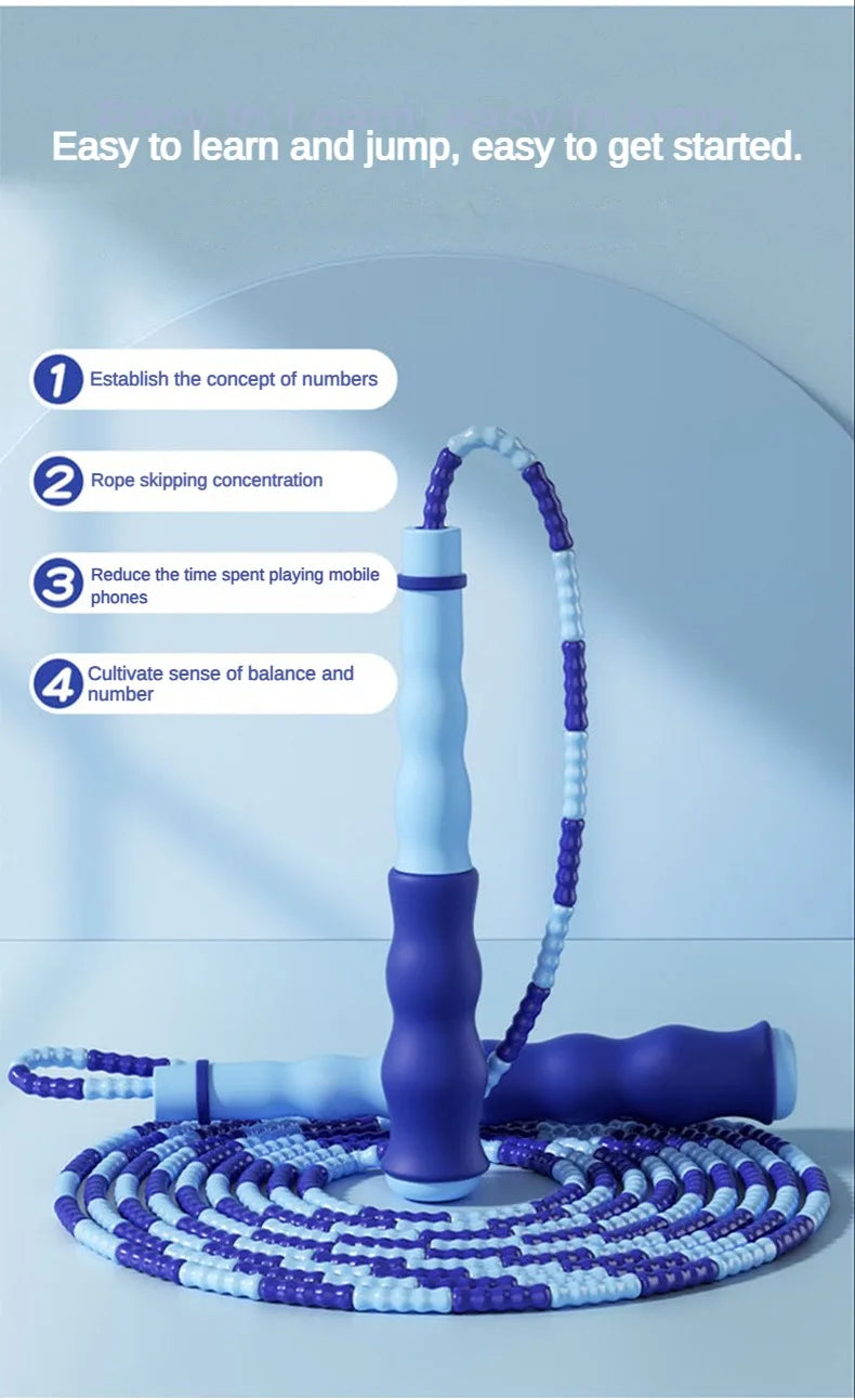 2.8m Soft Beads PVC Cord Silicone Skip Rope for Baby Kids Girls Exercise Fitness Jump Rope Adjustable Bamboo Beaded Jumping Rope