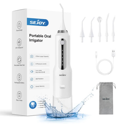 SEJOY Water Flosser for Teeth Irrigator Teeth Whitening Tool Portable Water Pick Personal Care Appliances Dental Teeth Cleaner