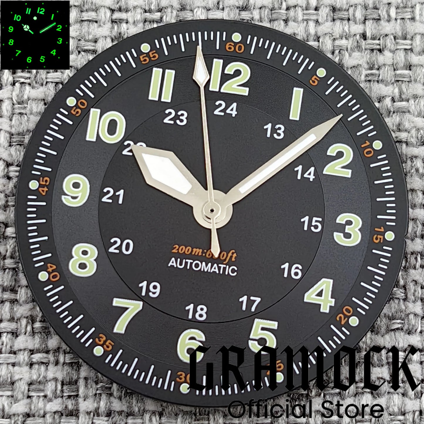 Gramock Classics Sterile 29mm Pilot Black Watch Dial Part for NH35/36 ETA PT5000 Miyota Mingzhu DG ST2130 Movement Part Hand Set