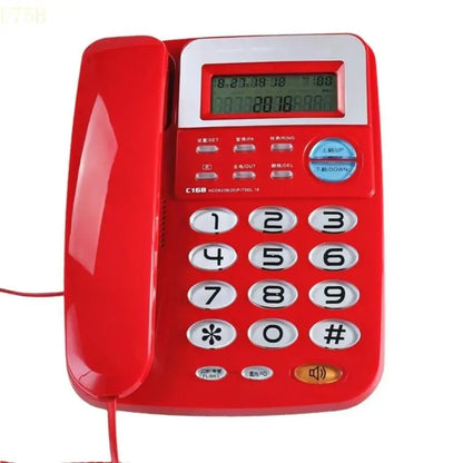 U75B C168 Office Telephone Hotel Fixed Line Phone No Need Battery Double Interfaces Corded Telephone 24 Selectable Ringtones