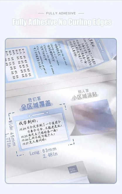 256pcs/Box Pull-out Sticky Notes Fully Adhesive Tearable Sticky Notes Stickers 8 Formats Ideal for Office Student and Home Use!