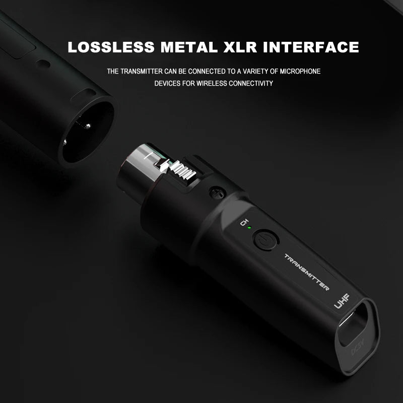 BOMGE UHF XLR Adapter System Wireless Microphone Transmitter Receiver System for Dynamic Microphone Guitar Audio Mixer PA System