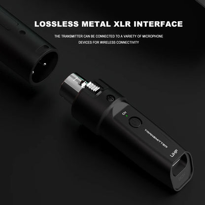 BOMGE UHF XLR Adapter System Wireless Microphone Transmitter Receiver System for Dynamic Microphone Guitar Audio Mixer PA System