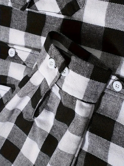 Spring and Autumn Fashion Cotton Long Sleeve Men's Shirt New Brushed Red Plaid Business Leisure Fit Flannel No iron