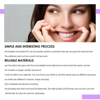 Tooth Jewelry Kit DIY Teeth Gems Kit With Glues And Light Teeth Clear Precious Stone Jewelry Decoration Glittering Tooth Gem Kit