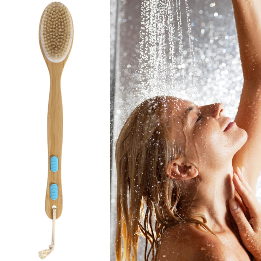 Double-sided Shower Bath Body Brush Skin Care Long Handle Soft Bristles Shower Brush Dry Skin Exfoliating Cleaning Tool