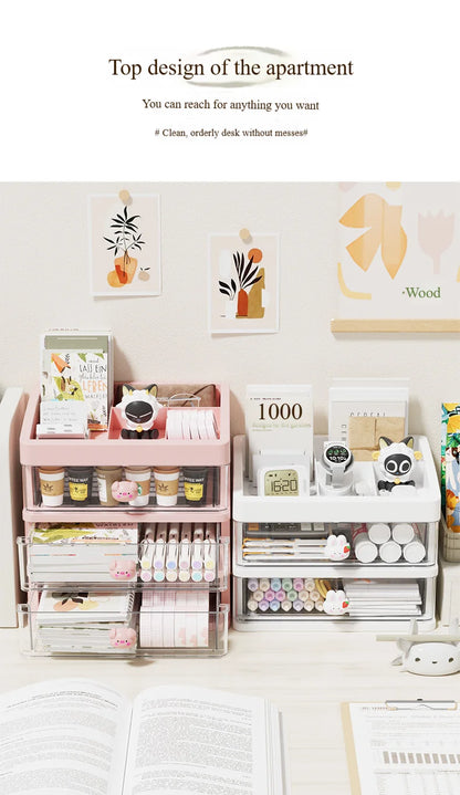 5 Tier Stationery Handbook Student Desktop Organizer, Organizer Drawers, Hair Accessories Organizer for Kids, Pen Holder Shelf