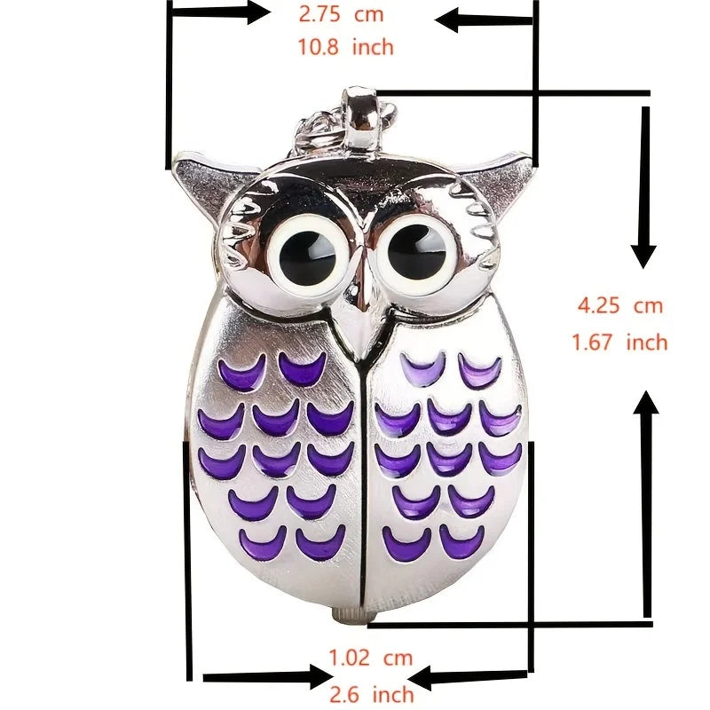 1PC Rainbow Owl Keychain Watch Cartoon Flip Creative Pocket Watch Necklace Watch Women's Watch Student Watch Primary School Stud
