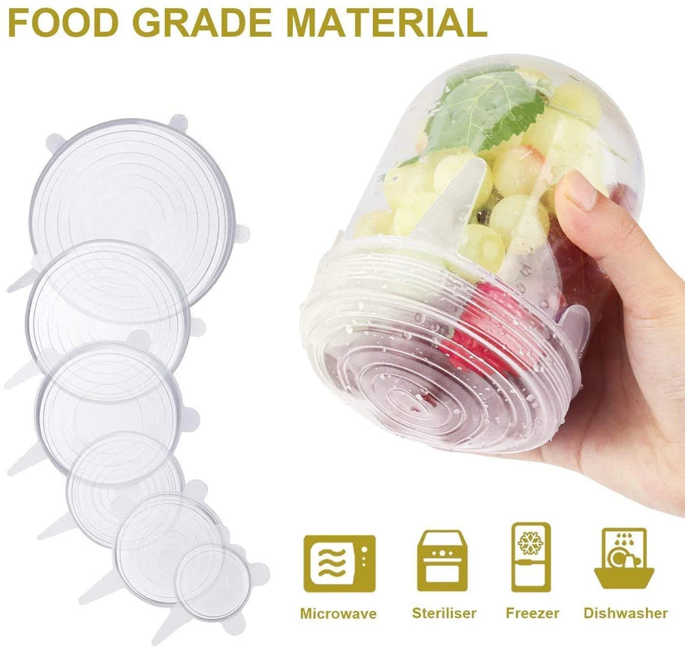 Silicone Stretch Food Covers Kitchen Fresh-keeping Lids Food Caps Elastic Expandable Microwave Airtight Plastic Wrap