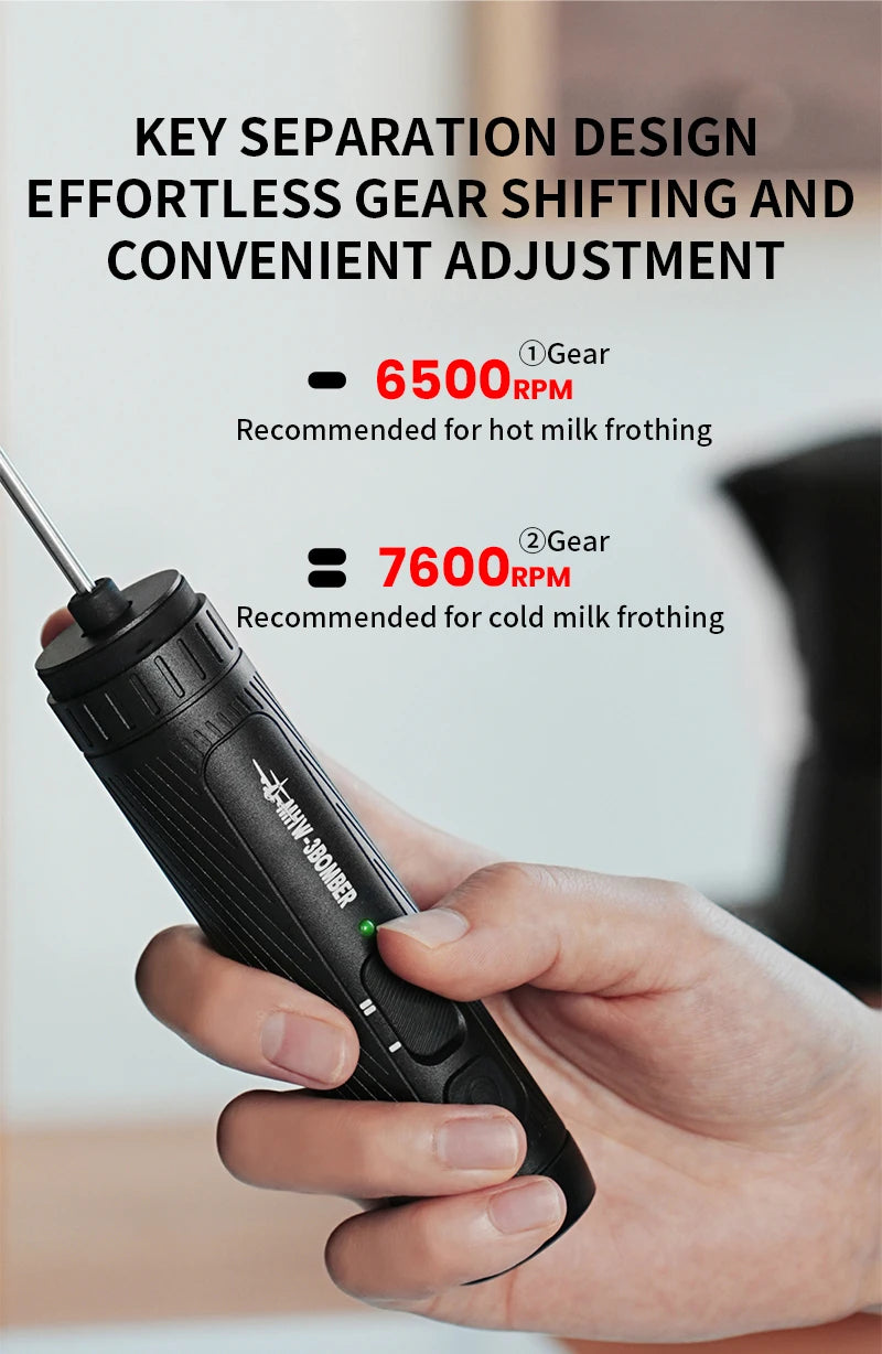 MHW-3BOMBER Official New Electric Milk Frother Handheld Wireless Blender Latte Cream Egg Beater Food Blender