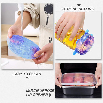 Silicone Stretch Food Covers Kitchen Fresh-keeping Lids Food Caps Elastic Expandable Microwave Airtight Plastic Wrap