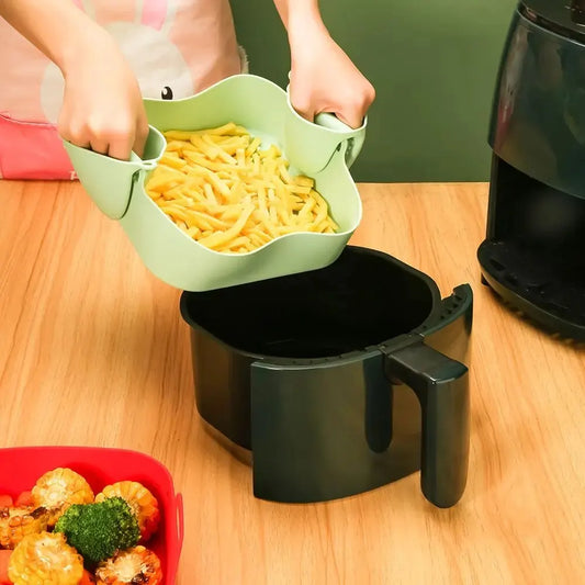 Silicone Air Fryer Baking Pan Square Reusable High Temperature Resistant Silicone Liner Insulation Mat Oven Baking