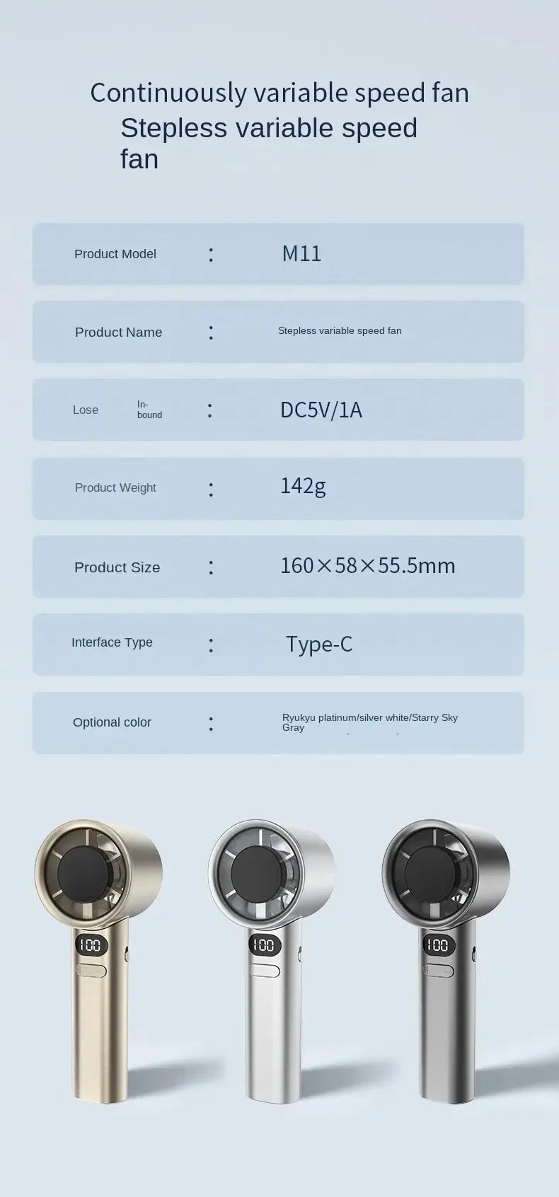 Portable Hand Fan , 120 Wind Speeds, Mini Bladeless Handheld Fan, USB Rechargeable Personal Highspeed Fans, Electric Eyelash Fan