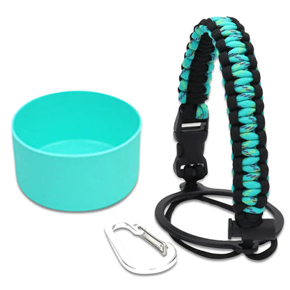 Paracord Handle For Wide Mouth Water Bottle And Silicone Sleeve Boot Compatible With Hydro Flask Tumblers Accessories