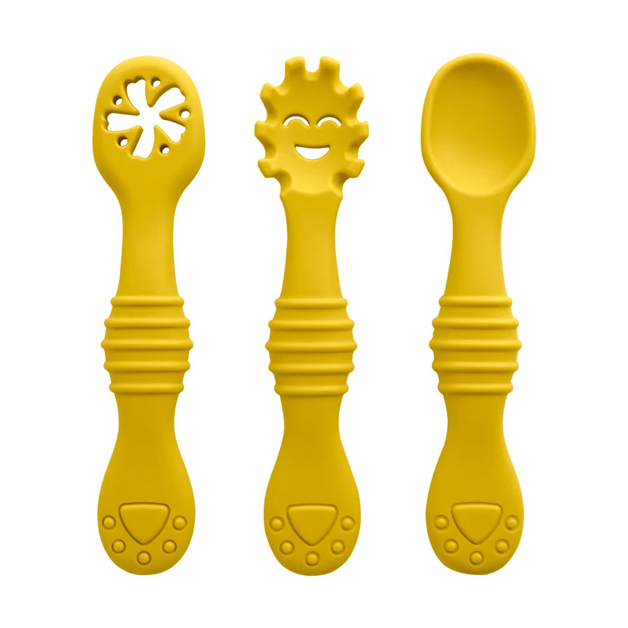 3Pcs/Set Mother Kids Baby Silicone Spoon Fork Bebeb Feeding Food Baby Stuff Toddler Learn To Eat Training Baby Items
