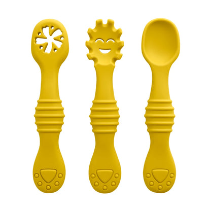 3Pcs/Set Mother Kids Baby Silicone Spoon Fork Bebeb Feeding Food Baby Stuff Toddler Learn To Eat Training Baby Items