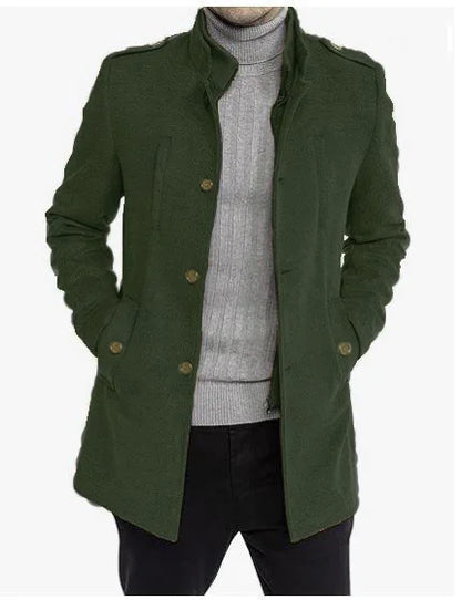 New Woolen Mens Coat Medium and Long Zipper Jacket Large Size Fake Two-piece Set Cardigan for Men