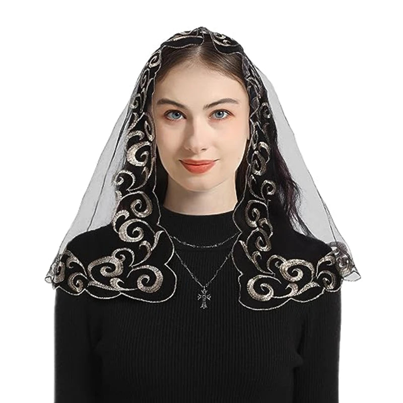 Catholic Church Mass Veil Embroidery Head Covering for Women Church Veil