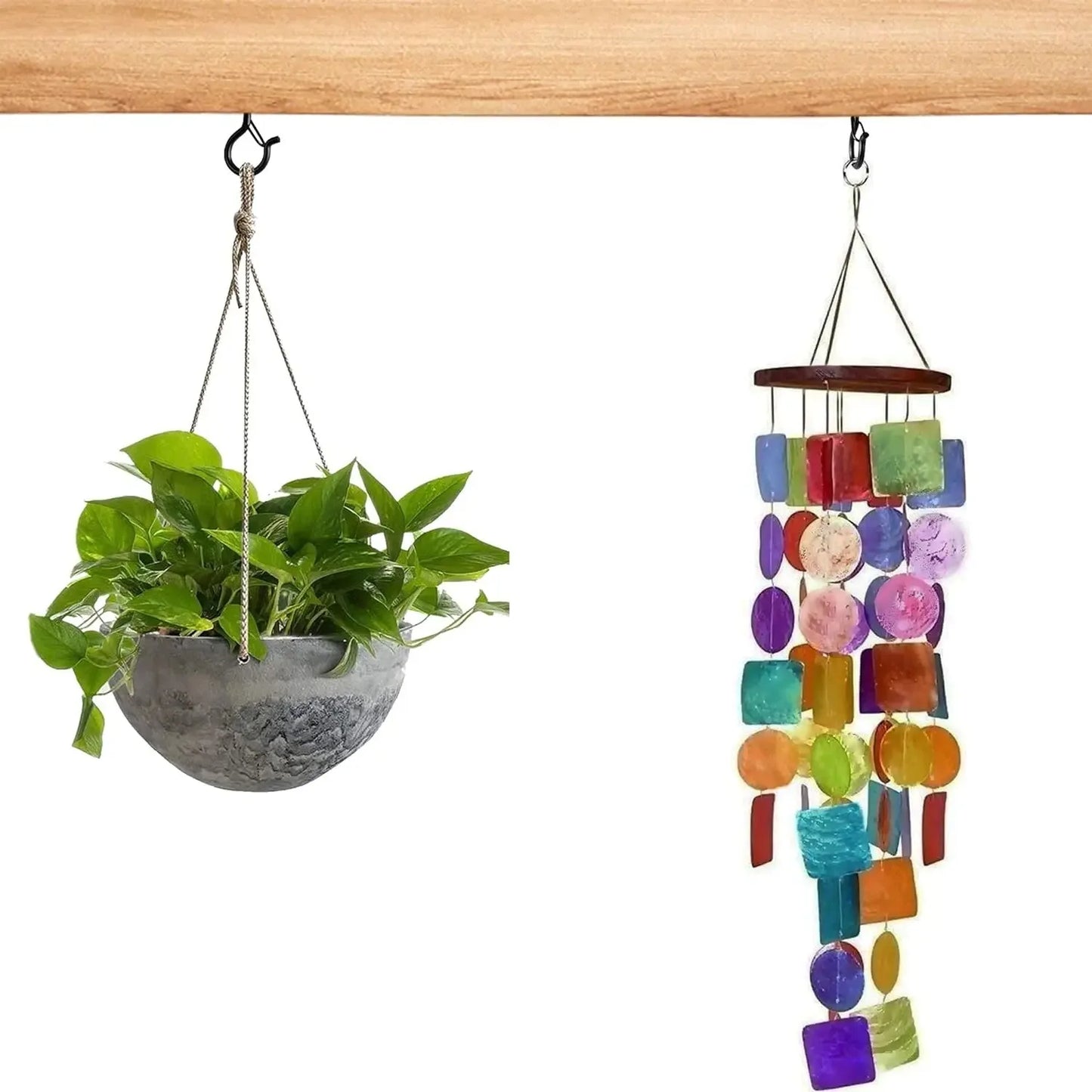 Hanger Hooks with Safety Buckle,Windproof Screw Hooks for Hanging Outdoor String Lights,Ceiling Hooks Plants,Christmas Lights