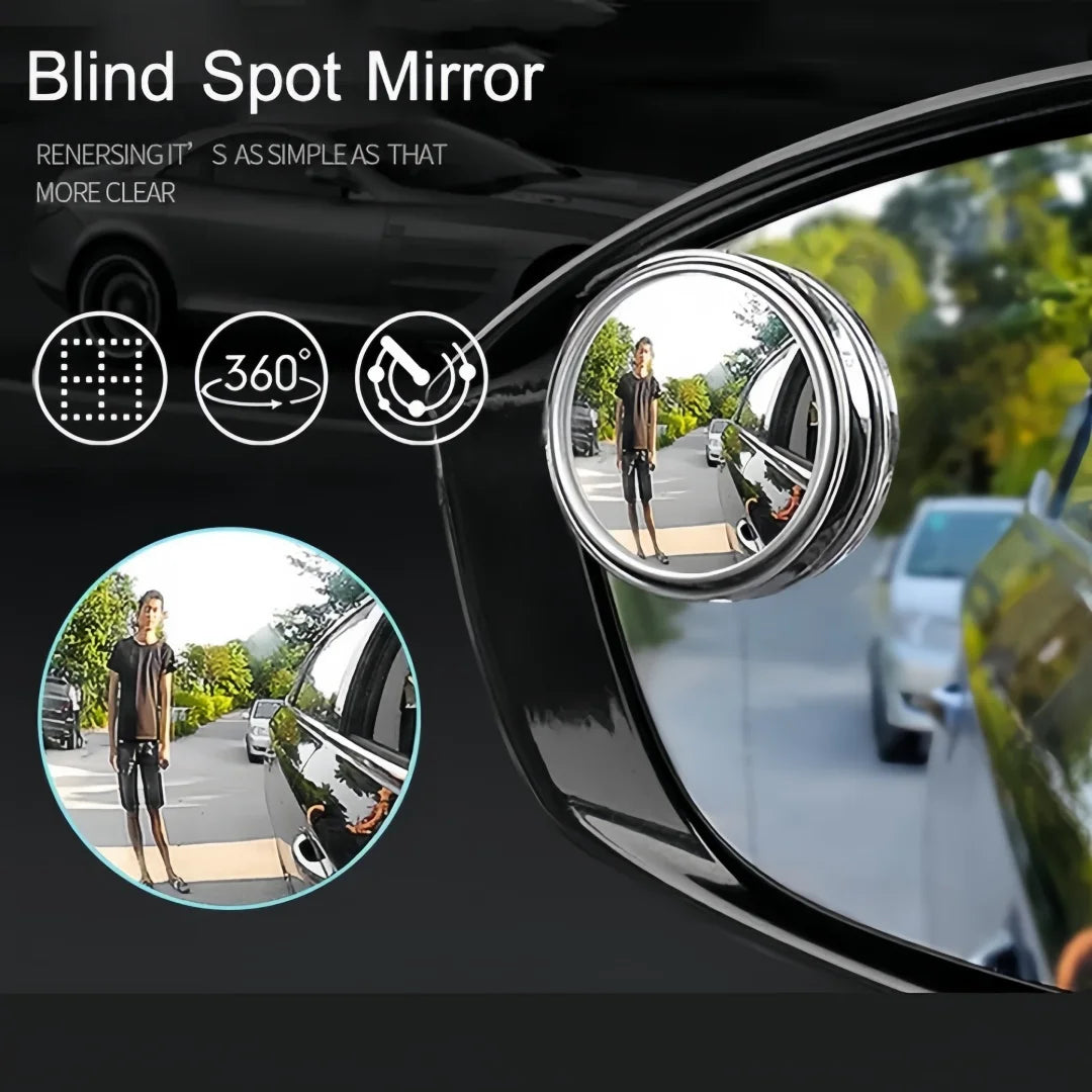 2pcs Car Small Round Mirrors 360 Adjustable Suitable for Assisting Reverse Vision Blind Spots Safety Protection Convex Mirror