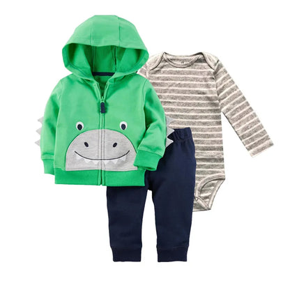 Babys 3pcs/sets Boys Casual Jacket Cotton Coat Girls Bodysuits Sports Trousers Long Pants