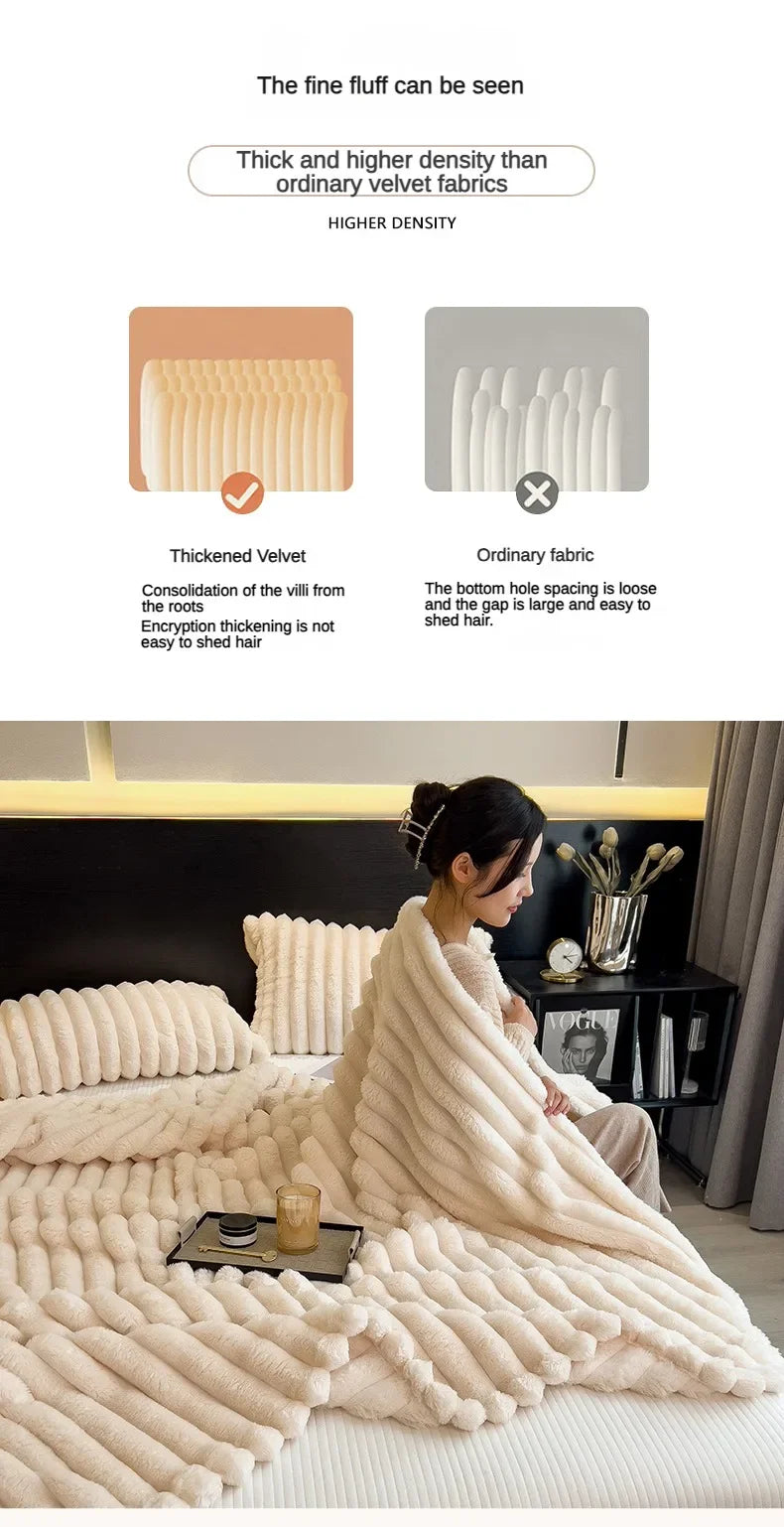 Solid Color Thickened Wide Striped Multifunctional Blanket Can Be Used As Bed Sheet Cover Blanket， Nap Blanket， Pet Blanket