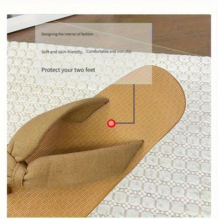 2025 new women's flip-flops, summer fashion, versatile, flip-flops, anti-slip flat beach slippers for women