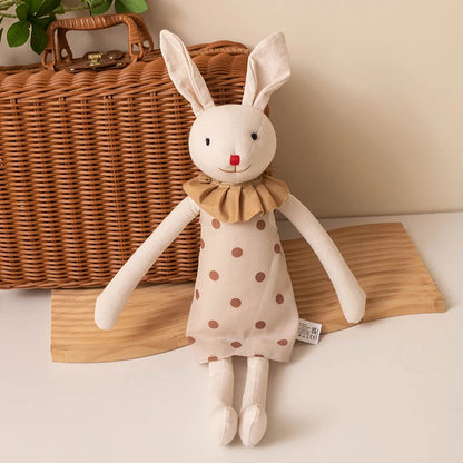 Stuffed Bunny Cloth Dress Toys Smoothing Toy for Infant Cuddling sleep doll for Girls Handmade Diversity Brown Rabbit Plushie