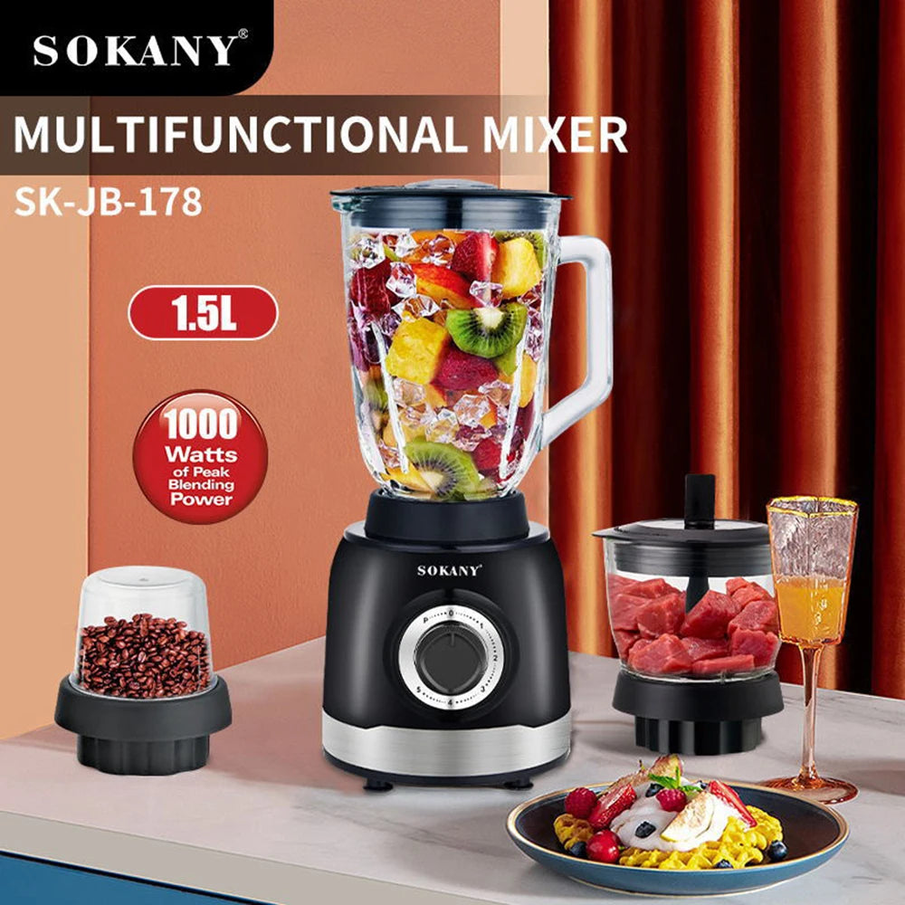 Multi-function Blender Food Grinding Kitchen Crushing Ice Juicer Suitable for Milkshakes and Fruit Drinks, Meats, Sauces