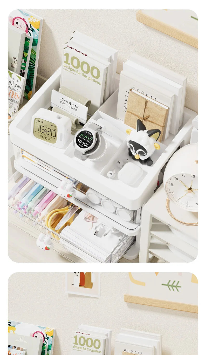 5 Tier Stationery Handbook Student Desktop Organizer, Organizer Drawers, Hair Accessories Organizer for Kids, Pen Holder Shelf