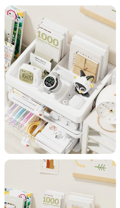 5 Tier Stationery Handbook Student Desktop Organizer, Organizer Drawers, Hair Accessories Organizer for Kids, Pen Holder Shelf