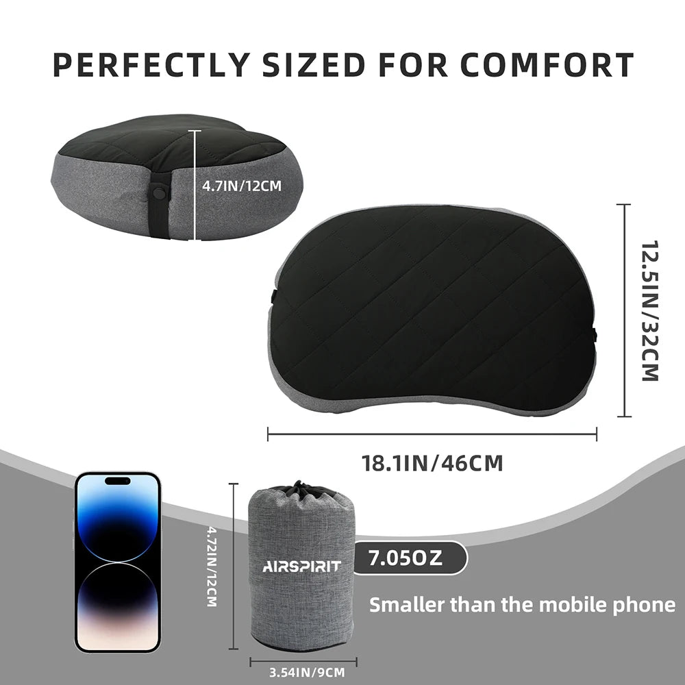 Inflatable Camping Pillow with Removable Washable Cover,Travel Pillow for Neck Support,Hiking,Backpacking,Office,Airplane,Car