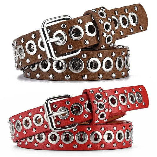 Women's Belt Fashionable Rivet Thin Belt Personalized Needle Buckle Belt Street Trend Punk HipHop Style Y2K Belt With Jeans Belt