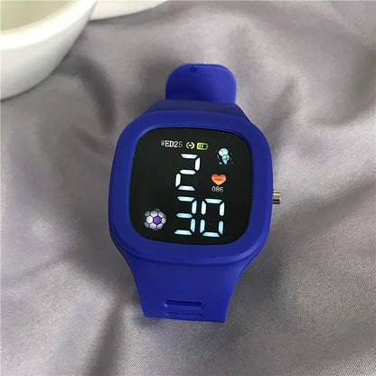 Sports Electronic Watch for Kids Children LED Digital Watch Big Dial Silicone Football Sports Watch Boys Girls Student Clock