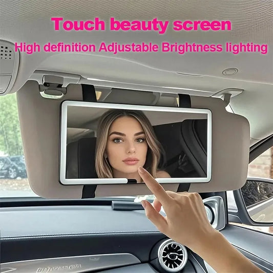 Car sun visor makeup mirror LED touch screen adjustable brightness car interior makeup mirror