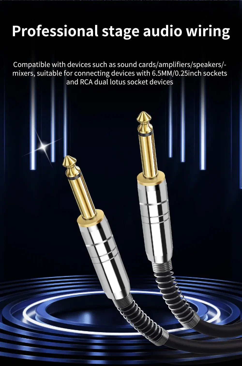 YYTCG 6.35mm Audio Line Cable Stereo Jack Male to 2 RCA Male Cable for PC DVD TV VCR MP3 Speakers Video Audio Cable Cord 1.5m 2m