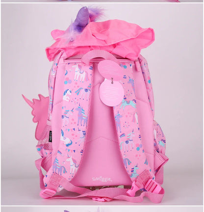 Australian Smiggle Backpack Pink And White Unicorn Student Stationery Backpack Lunch Bag Water Cup Student Gift