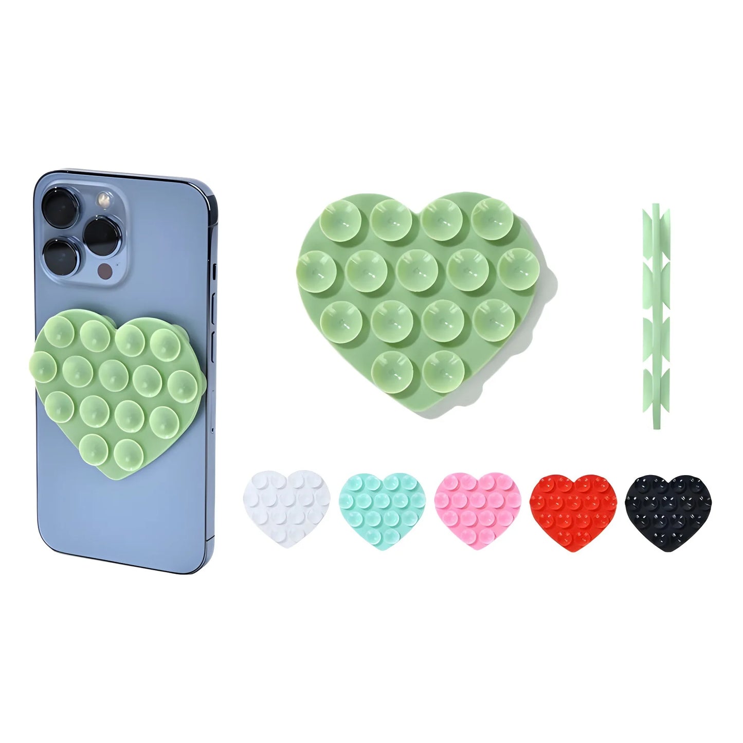 Heart Shape Double Sided Phone Suction Holder, Multi-Purpose Silicone Suction Cup Phone Mount Phone Case Sticky Phone Grip