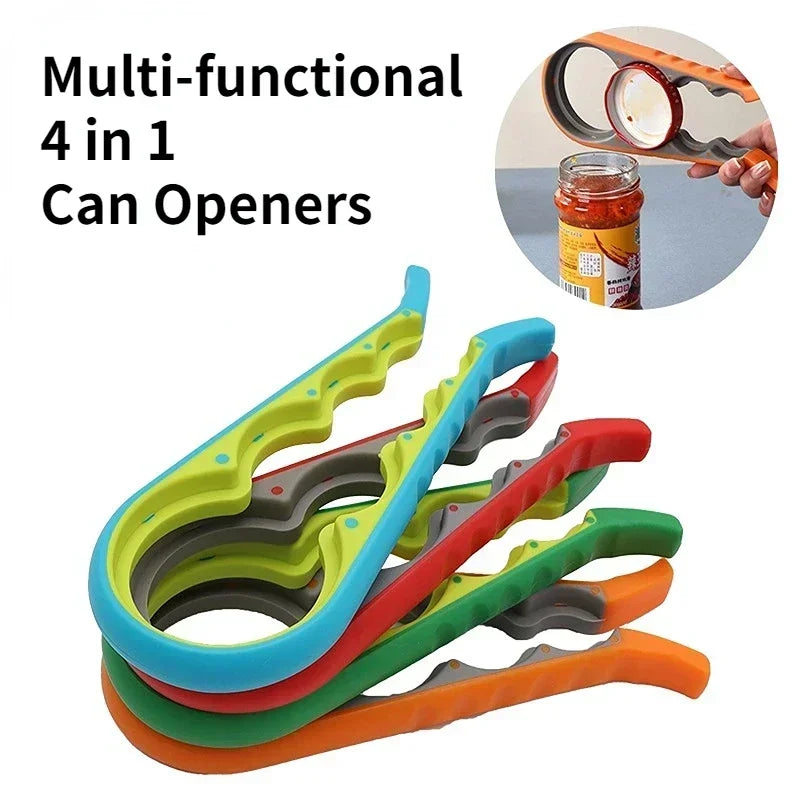 4in1 Jar Openers Can Bottle Opener Beer Wine Bottle Lid Poratble Outdoor Party Bar Tools Multi-functional Kitchen Accessories