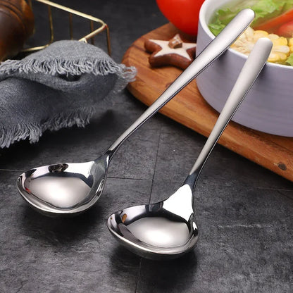 1pc Stainless Steel Thickening Spoon Creative Long Handle Durable Hotel Hot Pot Spoon Soup Ladle Home Kitchen Essential Tools