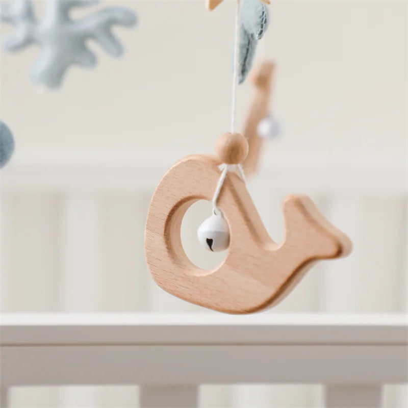 Newborn Baby Rattles Toys 0-12 Months Soft Felt Whale Bed Bell Infant Mobile Crib Hanging Musical Carousel Toy Boys Girls Gift
