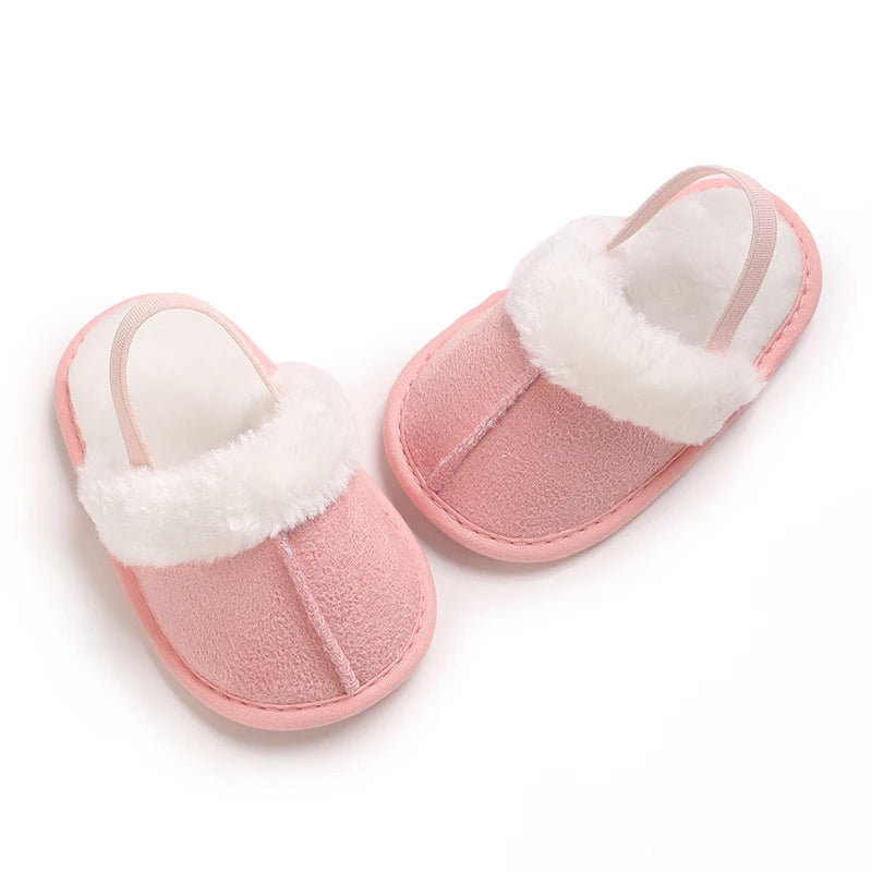 Cute Slippers for Babies Aged 0-18 Months, Suitable for Autumn And, Featuring Plush Lining for Warmth, Soft Soles for Comfort, A