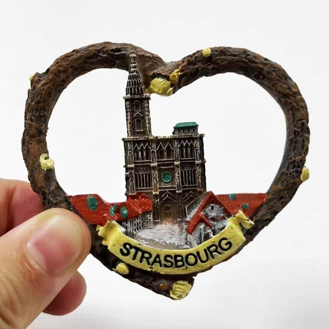 Europe France Lyon Strasbourg Marseille Resin 3D Fridge Magnets Tourism Souvenir Refrigerator Sticker