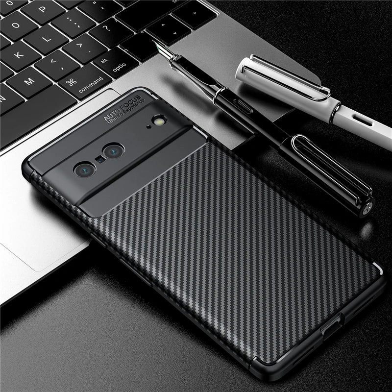 For Google Pixel 7 Case Bumper Silicon Carbon Fiber Back Cover For Google Pixel 7 Case For Google Pixel 7 Pixel 7A 6 8 Pro Case